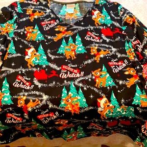Rudolph the red nose reindeer scrub top